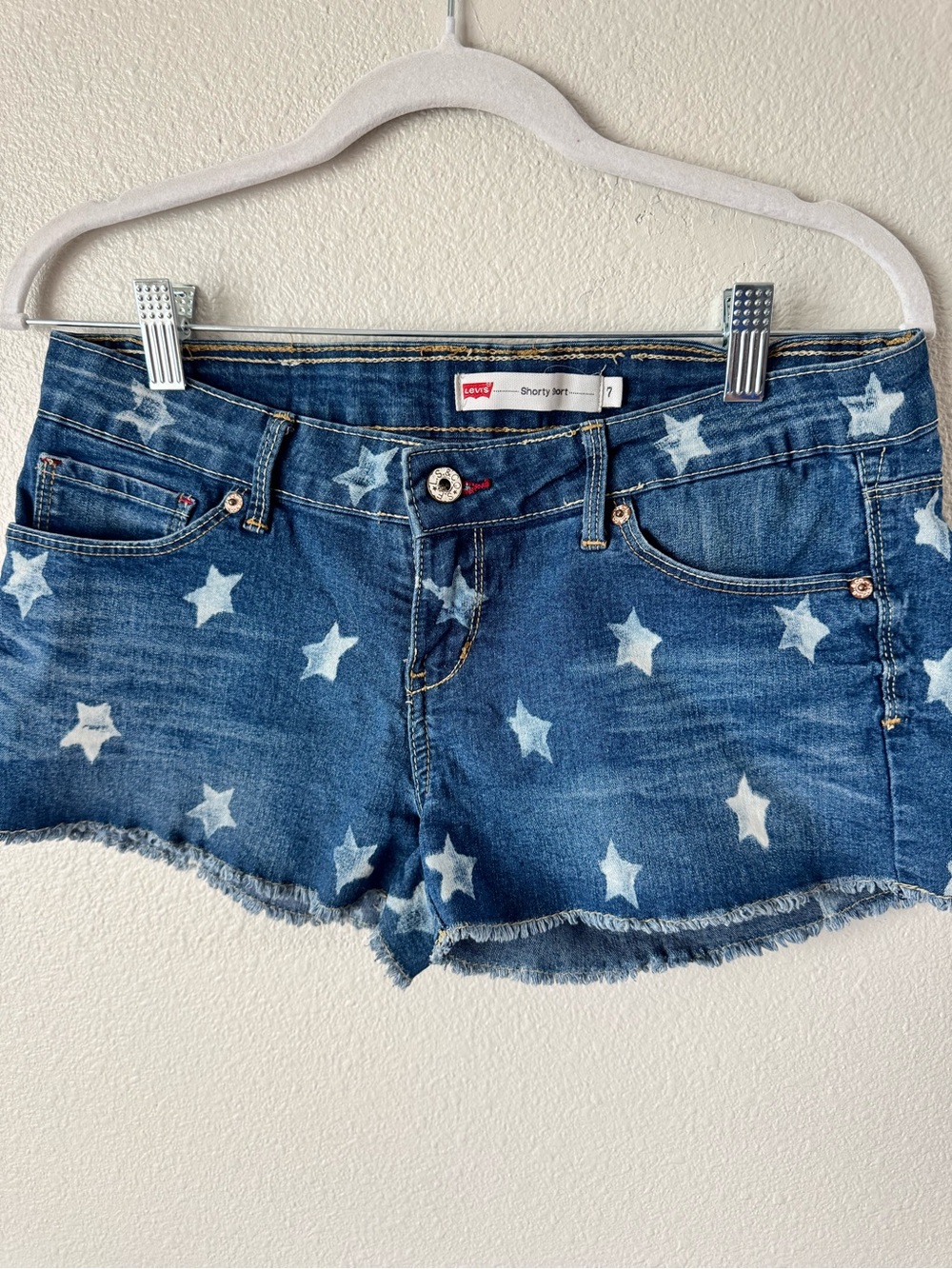 Levi's Women's Blue Star Print Denim Micro Shorts